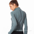 jaqueta de ioga para as mulheres de manga comprida